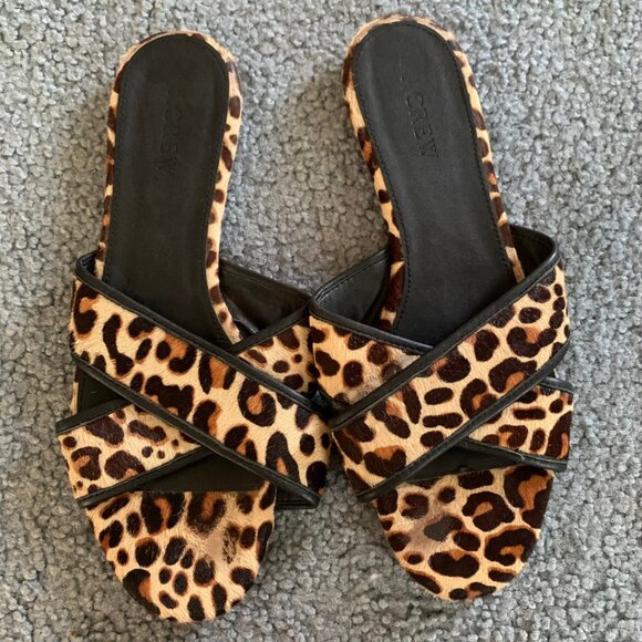 J. CREW CORA CRISSCROSS SANDALS IN LEOPARD - SIZE 8 - Picture 4 of 8